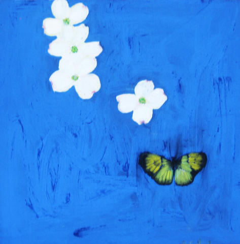 Su-Li Hung - Dogwood and Butterfly, 2010, Oil on canvas, 18 x 18 inches
